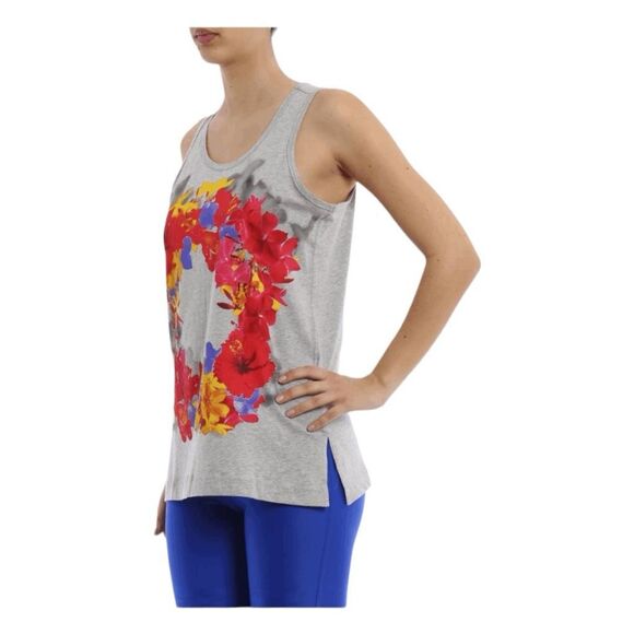 Adidas by Stella McCartney Essential Blossom Tank Top Gray Floral Print Athletic - Picture 3 of 10
